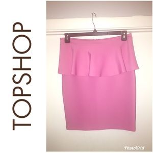 Like New! Topshop Pink Peplum Skirt. Size 8.
